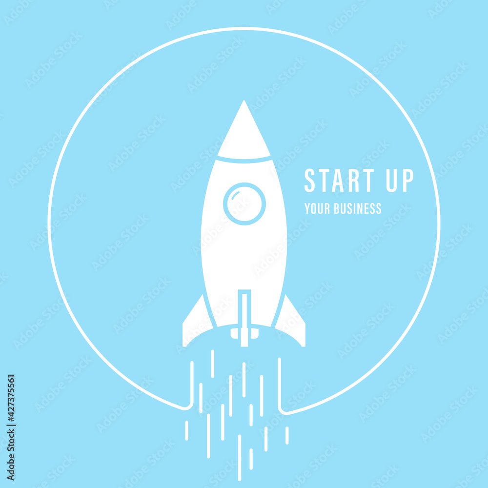 Business startup rocket launching vector creative illustration Business startup rocket launching vector creative illustration
