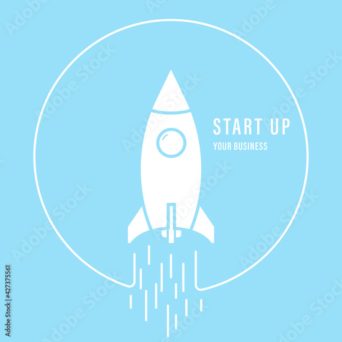 Business startup rocket launching vector creative illustration	