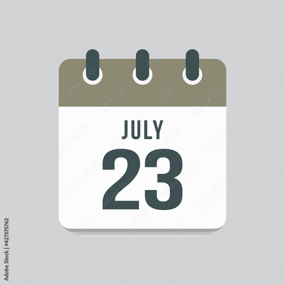 Icon day date 23 July, template calendar page Icon day date 23 July, template calendar page