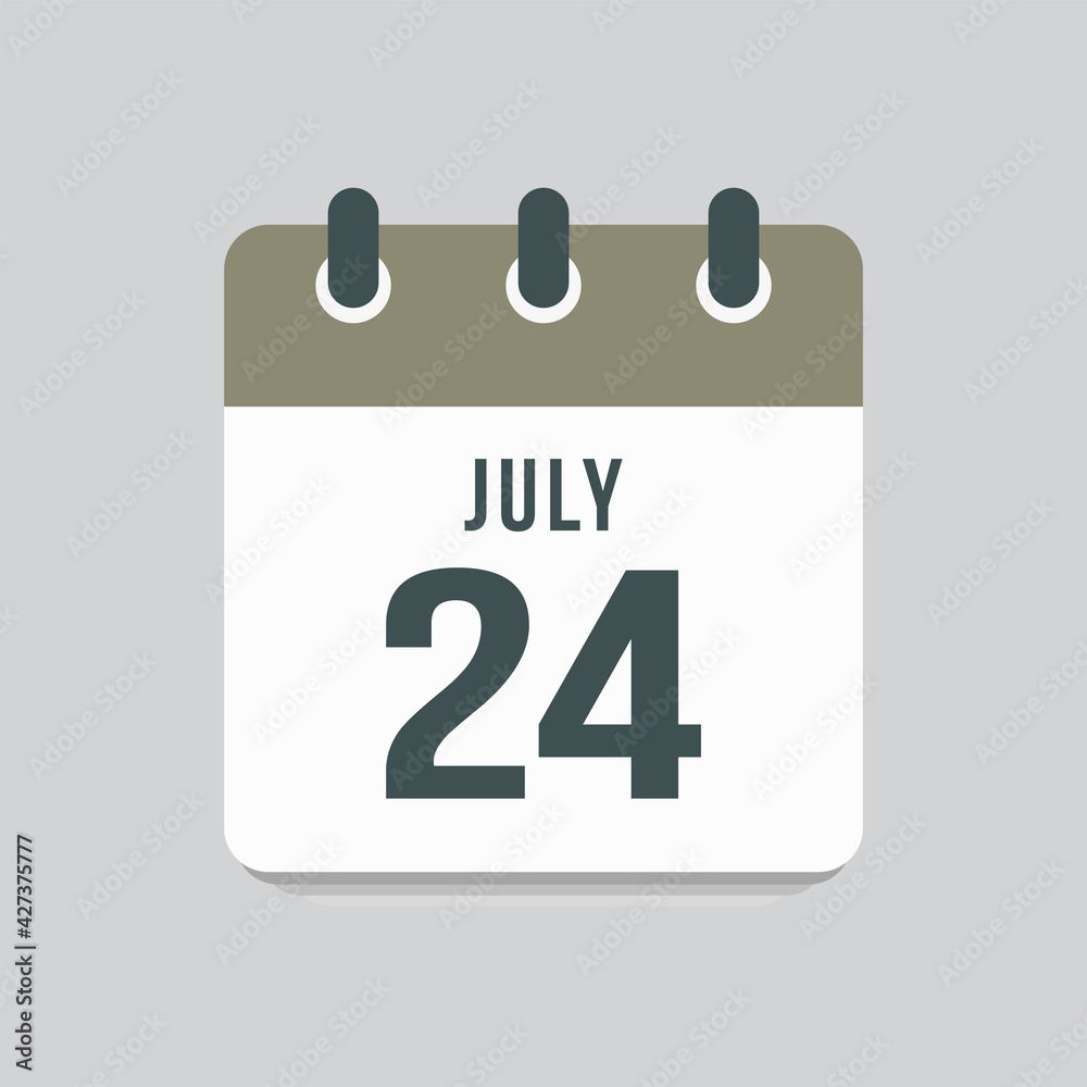 Icon day date 24 July, template calendar page Icon day date 24 July, template calendar page