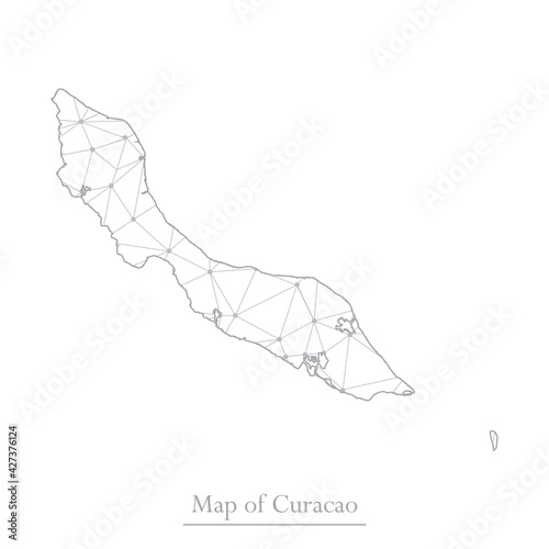 Vector map of Curacao with trendy triangles design polygonal abstract. Vector illustration eps 10