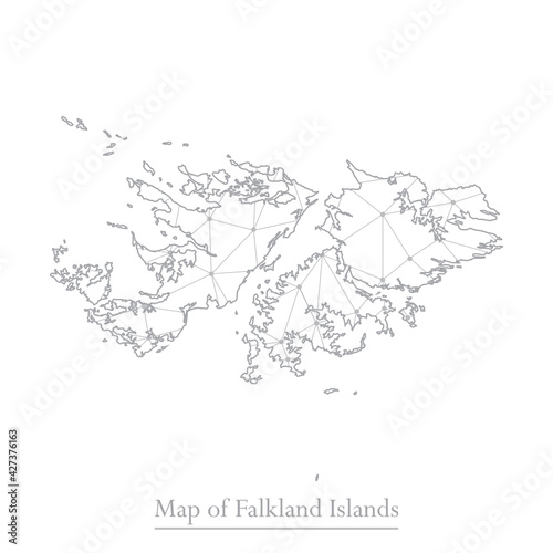 Vector map of Falkland Islands with trendy triangles design polygonal abstract. Vector illustration eps 10
