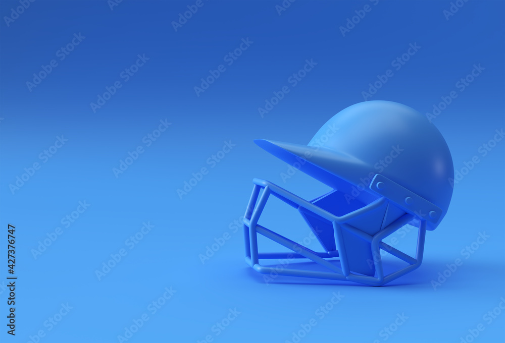 Realistic 3d Render Cricket Helmet mockup isolated on Blue Background