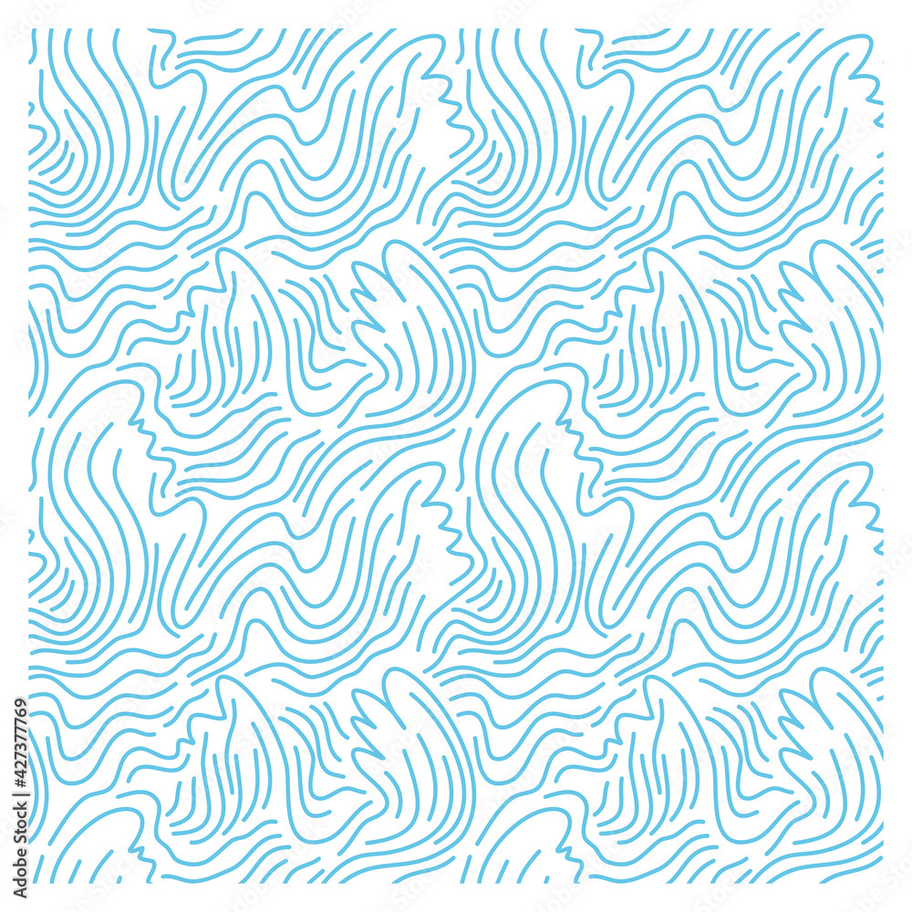 Seamless pattern with blue waves. Repeating texture. Figure for textiles.