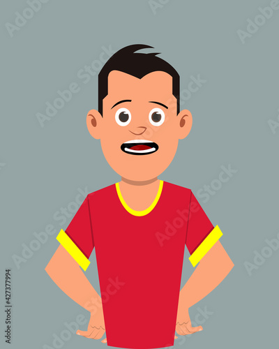 Teenager appalling facial expression vector illustration. Young businessman character expression for design, motion or animation.