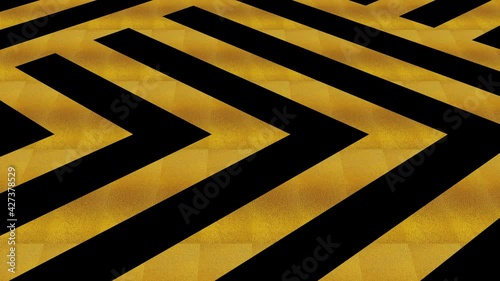 Art Deco gold pattern on a black background, which tilts up and moves down, composed of geometric shapes typical of the style, in 4K and 16:9 video format.
