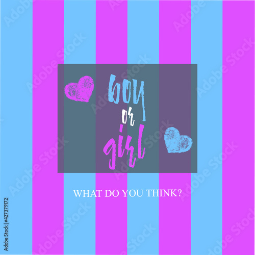 Boy or girl? Gender reveal party card, banner vector element design