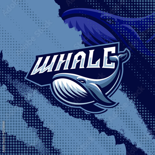 Whale mascot logo design illustration