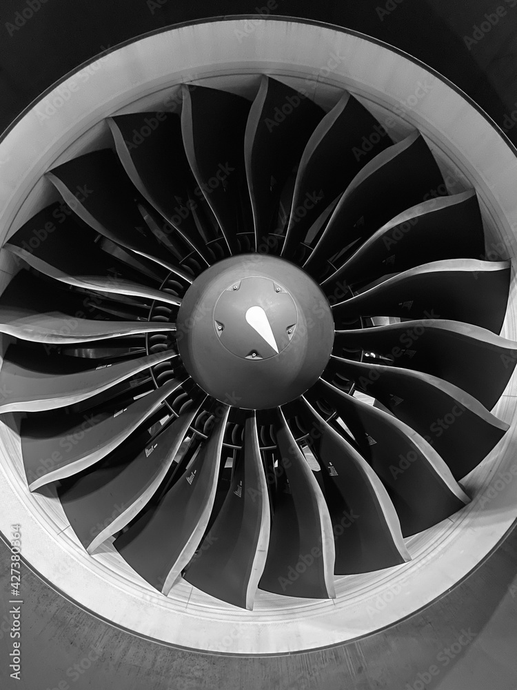 Jet engine blade closeup of Airbus A350 Stock Photo Adobe Stock