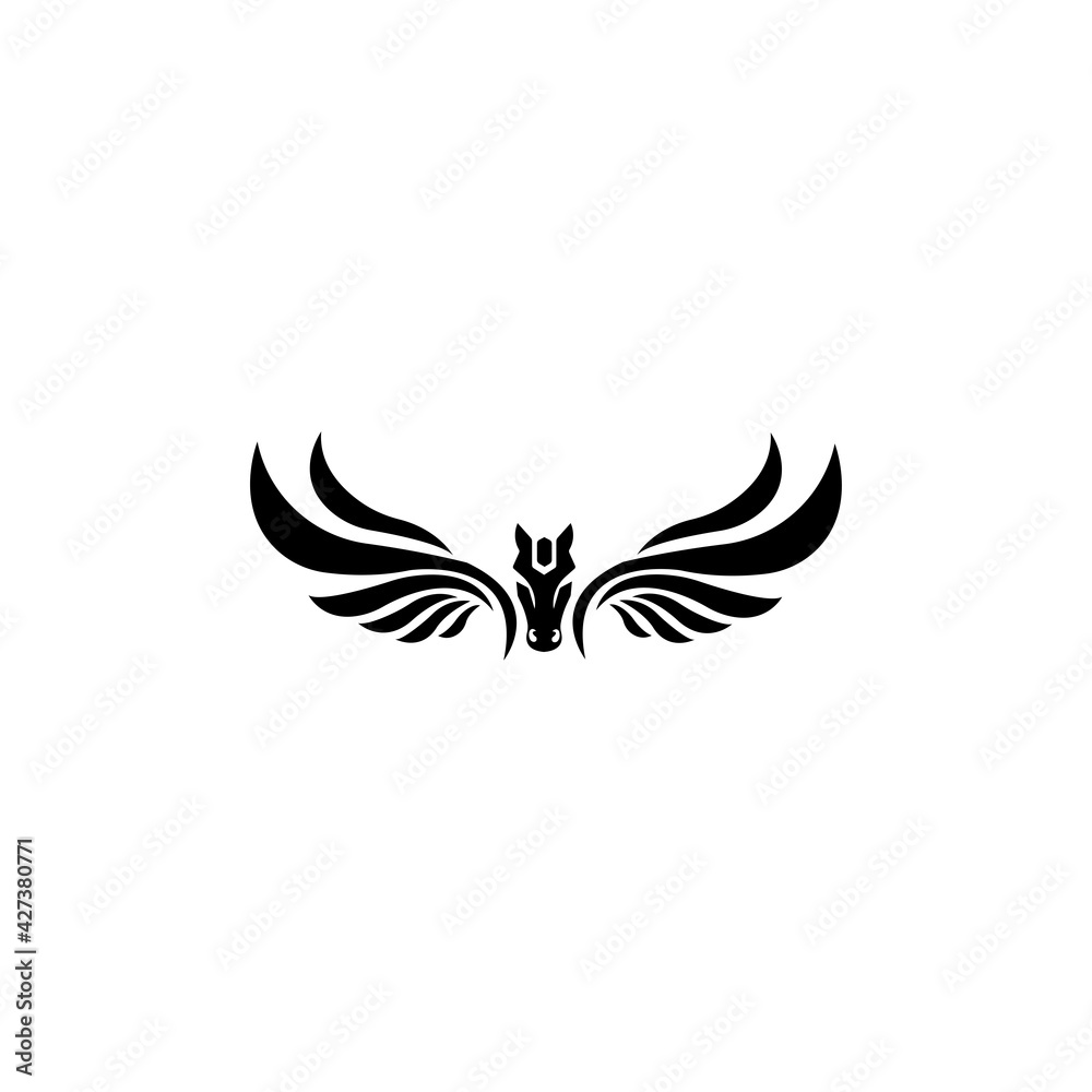 Obraz premium Abstract Horse with wings pegasus unicorn flying vector logo