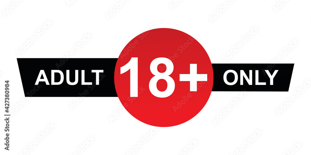 18 plus. Warning only for 18 years and over. Only for adults.. Isolated on white  background. Illustration vector Stock Vector | Adobe Stock