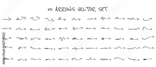  set of hand drawn arrow. Sketch doodle style. Set of pointers.Illustration vector