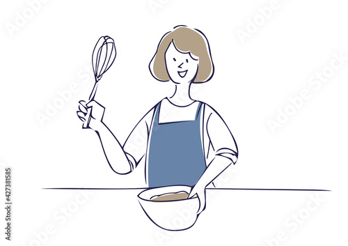 料理をする女性