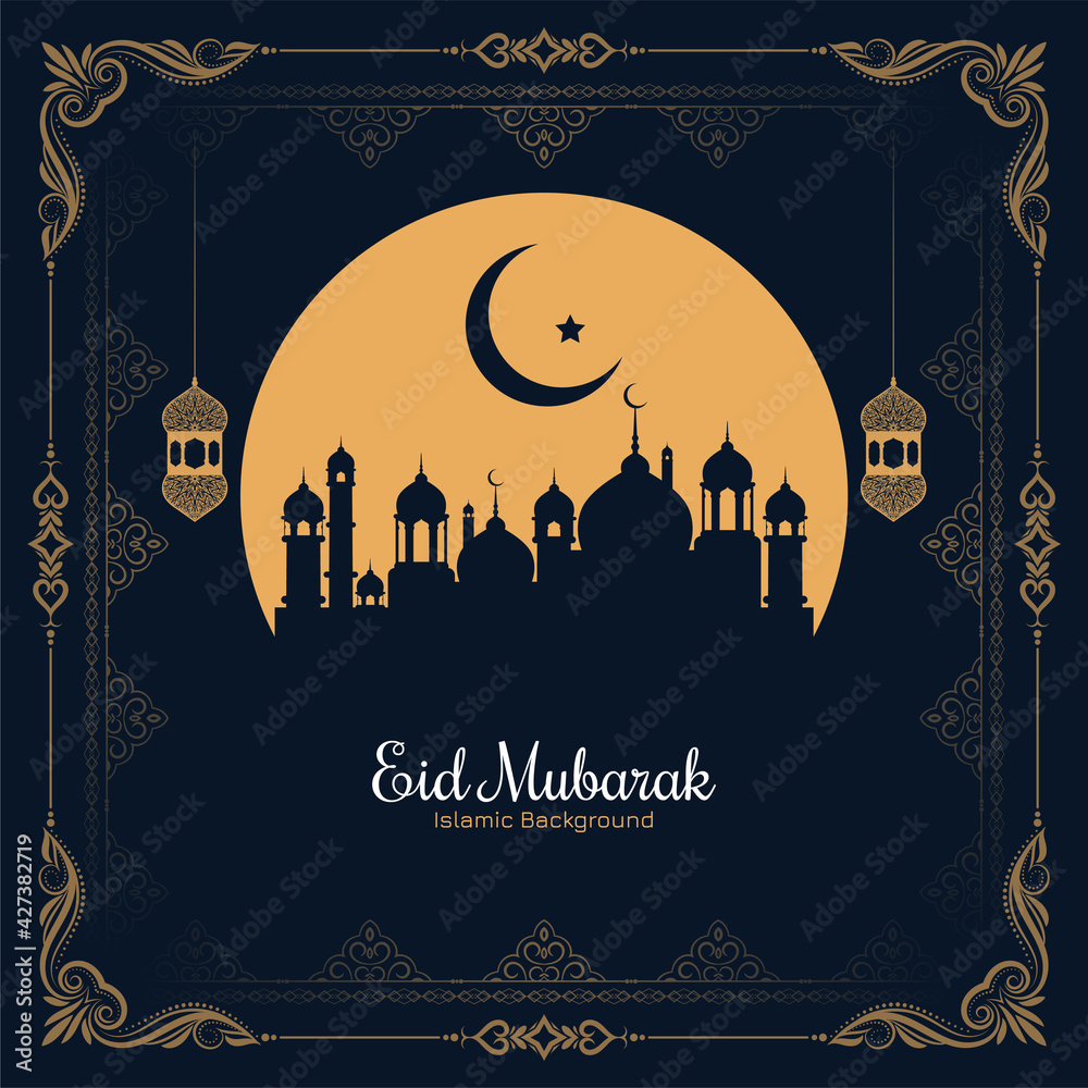 Eid mubarak festival islamic stylish frame mosque background