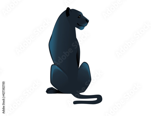 Black panther wild big cat african jungle hunter cartoon animal design vector illustration on white background