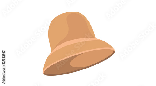 women's hat with a narrow brim of straw color on a white background. Isolated illustration of a woman's hat. vector EPS
