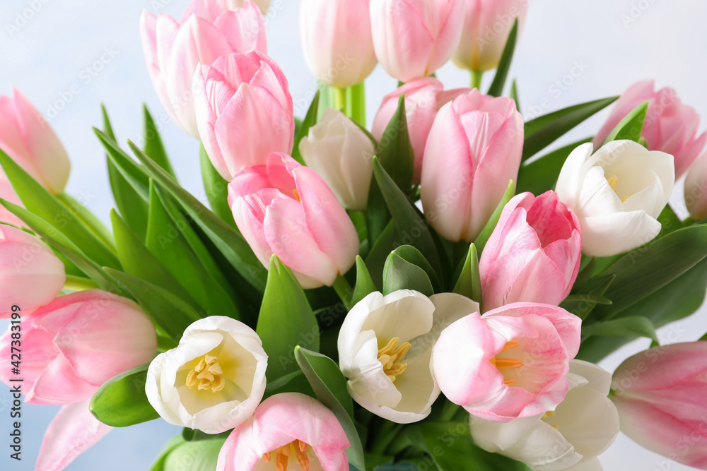 Big bouquet of beautiful tulips, closeup view Big bouquet of beautiful tulips, closeup view