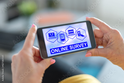 Online survey concept on a smartphone