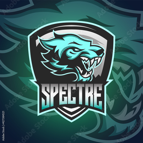 Blue Ice Tiger Head Logo Mascot Vector Illustration