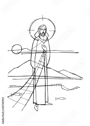 Jesus Christ as fisher illustration