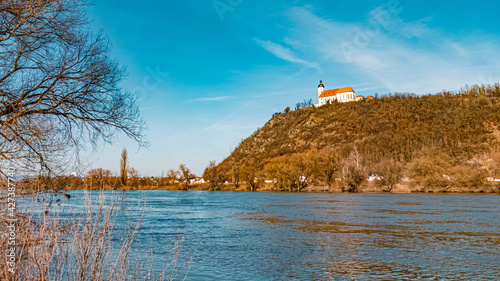 Beautiful winter landscape at the famous Bogenberg, Danube, Bavaria, Germany photo