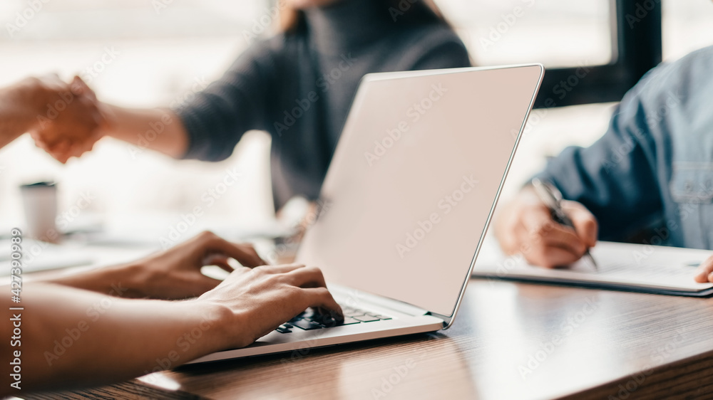 close up. image of a man working on an office laptop . close up. image of a man working on an office laptop .