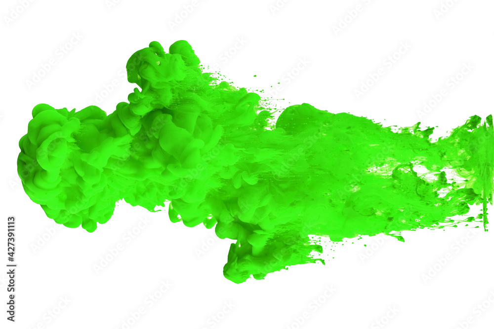 acrylic ink in water form an abstract smoke pattern isolated on white background