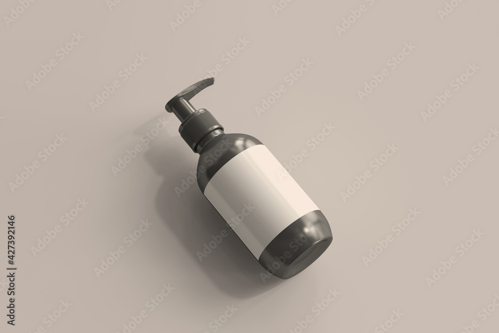 Pump Bottles with Blank Label 3D Rendering Pump Bottles with Blank Label 3D Rendering