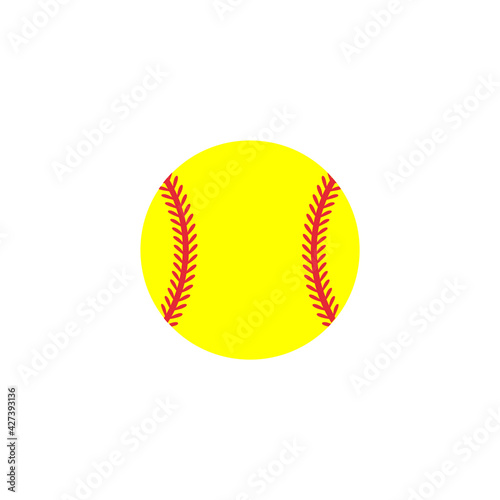 Yellow heart shaped baseball And red stitch baseball Isolated on white background.