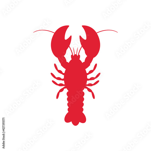 Red shrimp leave a blank space for text. Isolated on white background