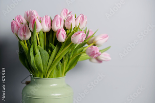 bouquet of Pink tulips in a floral shop