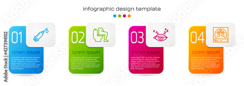Set line Syringe, Constipation, Insomnia and Lungs x-ray. Business infographic template. Vector