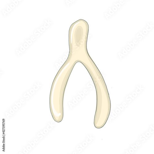 Vector illustration of wishbone in flat style. Perfect for Thanksgiving, New Year and Christmas greeting card, invitation, banner or poster. Vector illustration