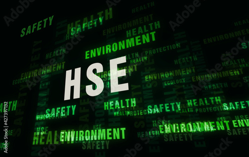 HSE health safety environment text abstract concept illustration