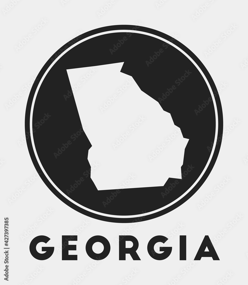 icon. Round logo with us state map and title. Stylish