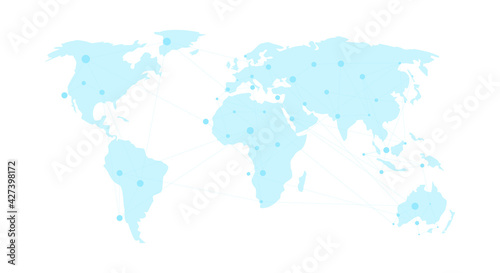 Vector world map on white background. World map template with continents. Flat Earth, blue map template for web site pattern, anual report, inphographics. Vector illustration