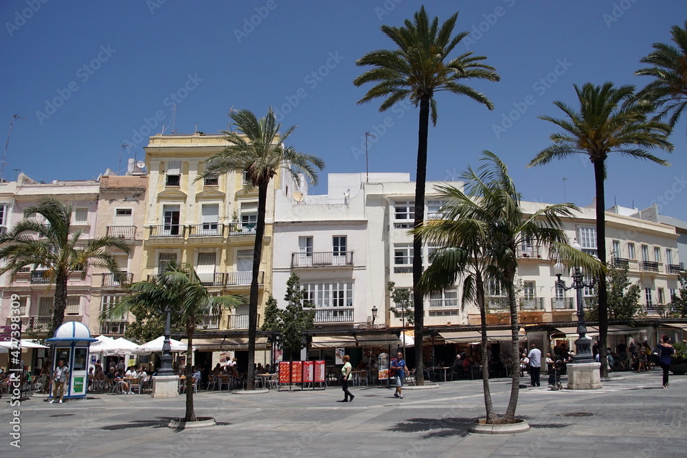 the Plaza de San Juan de Dios in Cadiz on a sunny day