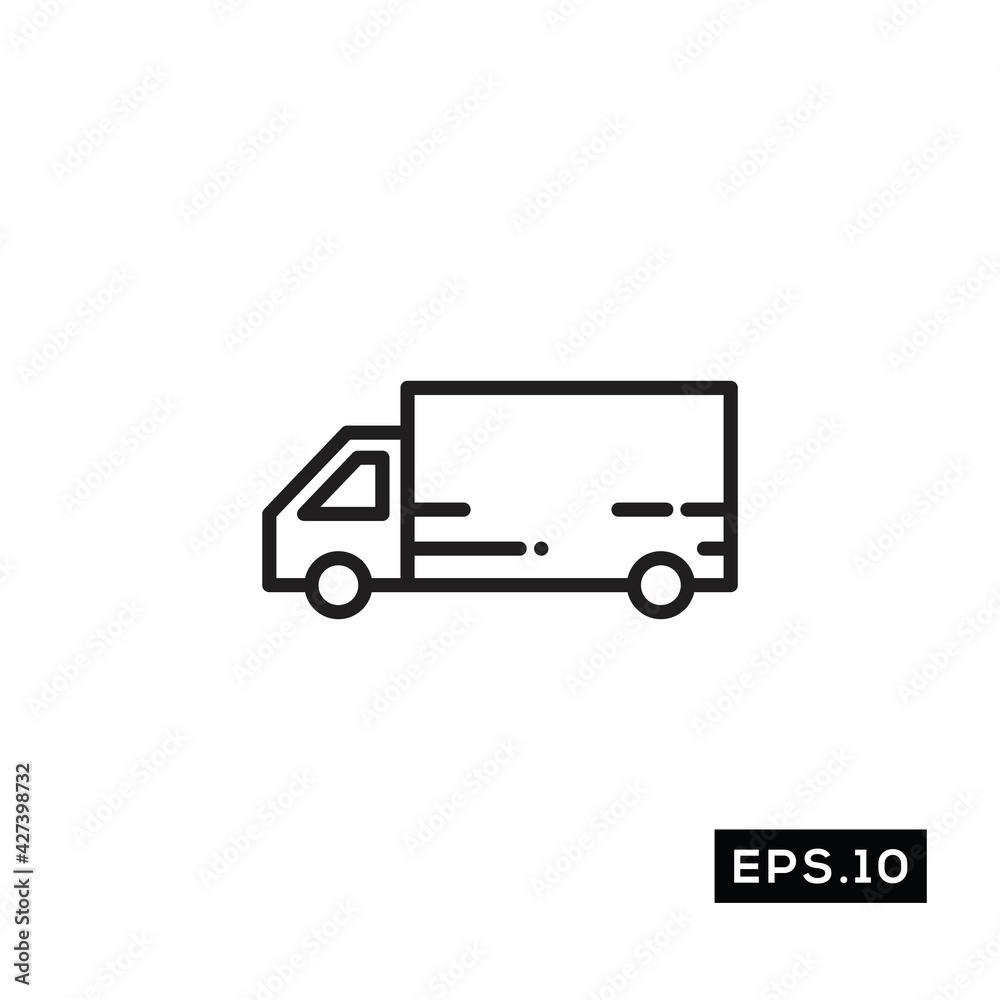 Shipping truck line icon vector. Truck car icon vector illustration