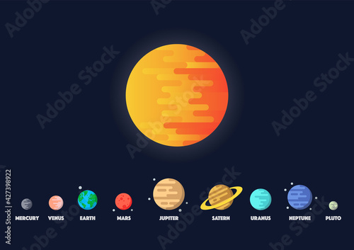 Set of star and planets on galaxy background