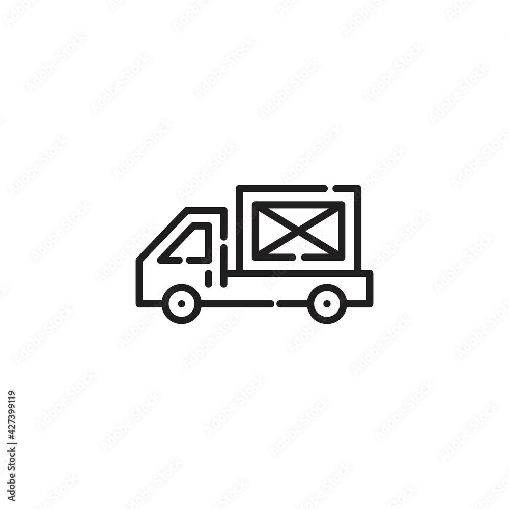 Shipping truck line icon vector. Truck car icon vector illustration Shipping truck line icon vector. Truck car icon vector illustration