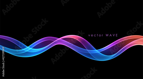 Vector abstract colorful flowing wave lines isolated on black background. Design element for technology, science, music or modern concept.