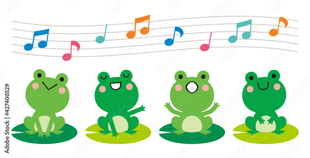 蓮の葉の上で歌うカエルのイラスト Stock Vector Adobe Stock 蓮の葉の上で歌うカエルのイラスト Stock Vector Adobe Stock