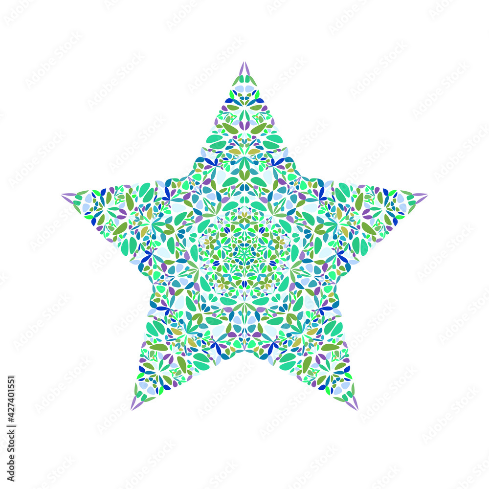 Abstract colorful isolated floral mosaic ornament star polygon