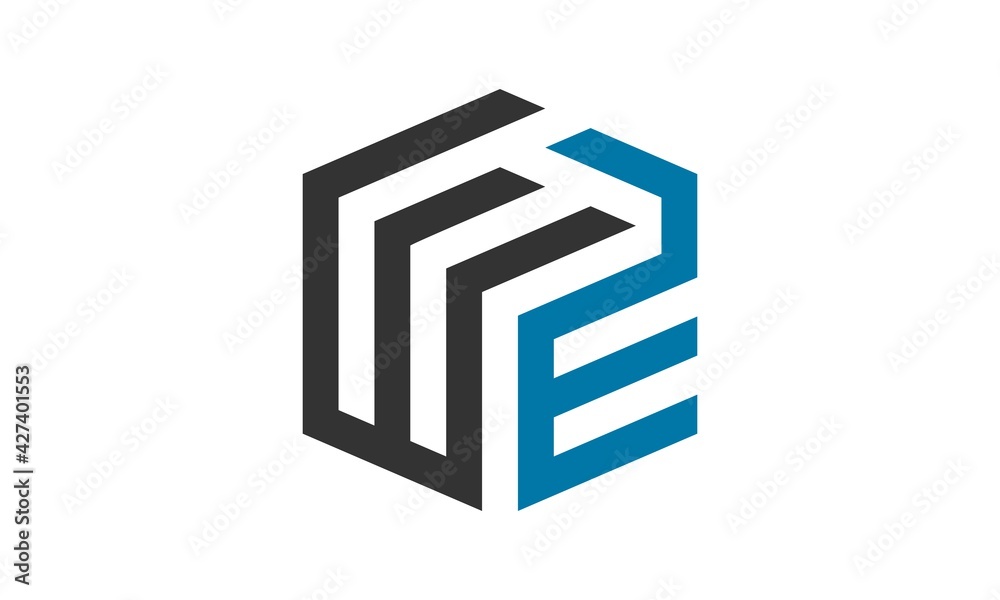 monogram W&E cube logo monogram W&E cube logo