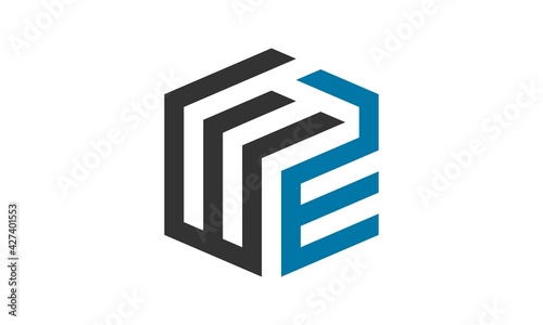 monogram W&E cube logo