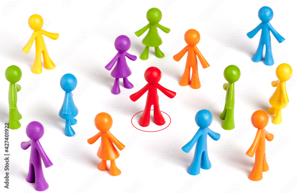 . Group of human figures isolated on white background. The concept of political propaganda, manifestation of leadership skills, mastery of persuasion, influence on the masses.