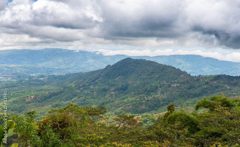 Mountainous and cloudy Nature in Costa Rica. Central America.