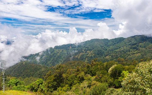 Mountainous and cloudy Nature in Costa Rica. Central America.