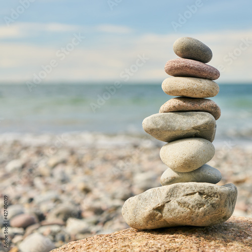 Stones in a stack balanced for Zen meditation