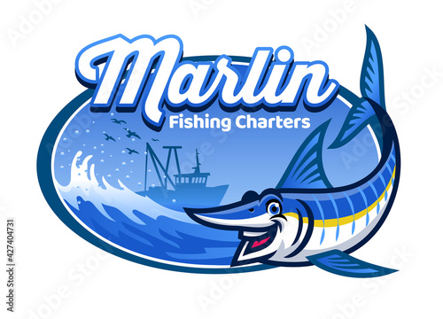 cartoon marlin fishing character